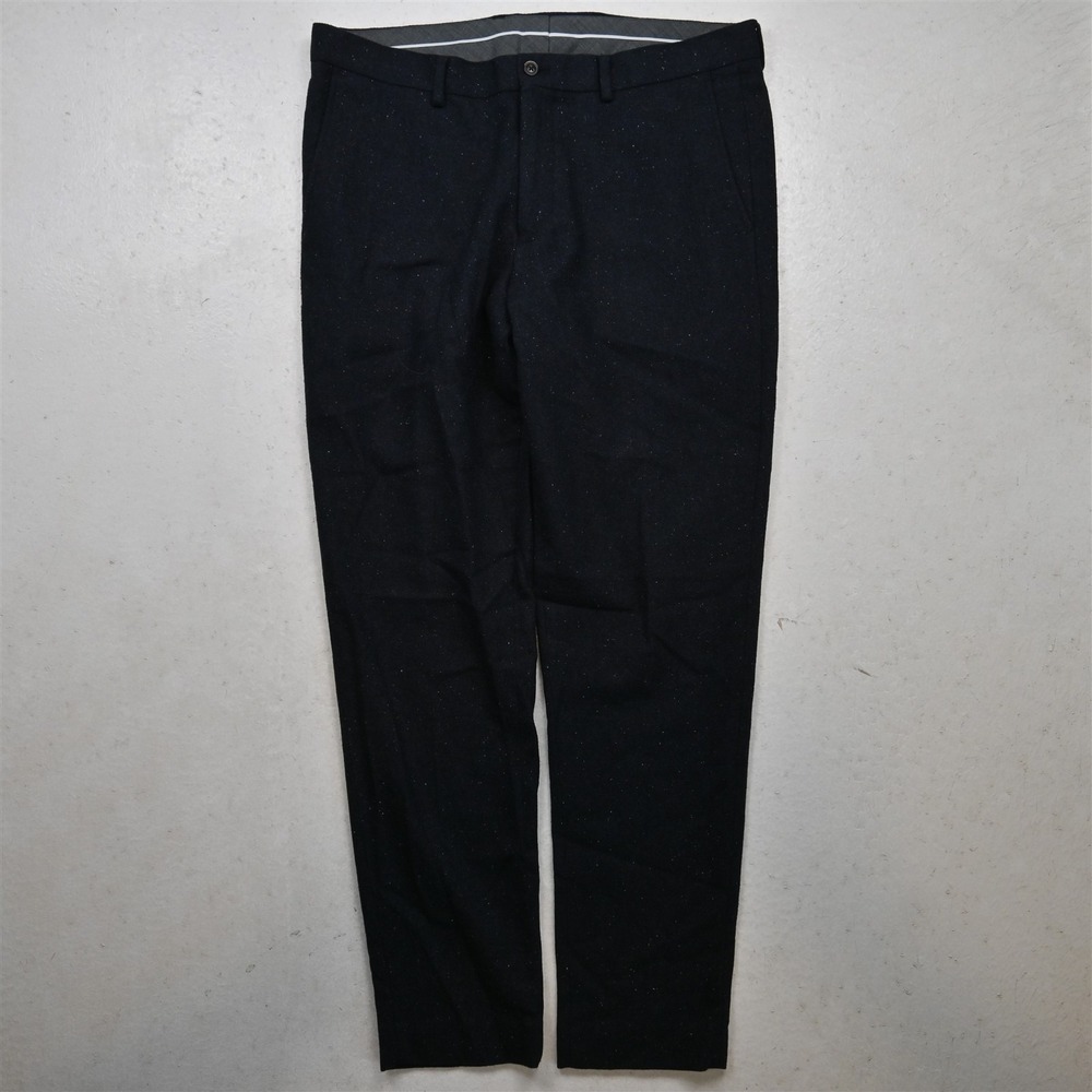Selected Homme 34x32 Blue Herringbone Fleck Wool Tweed Evan Tapered Dress Pants